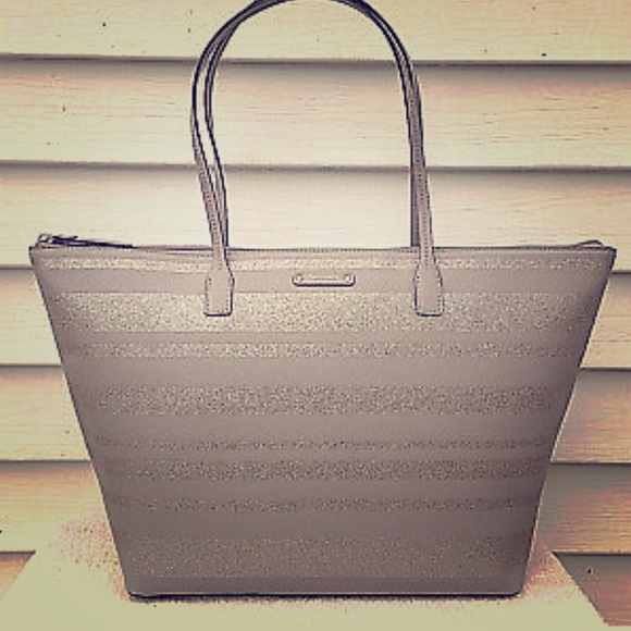 Kate Spade Hani Haven Lane Glitter Striped Tote - Picture 1 of 4